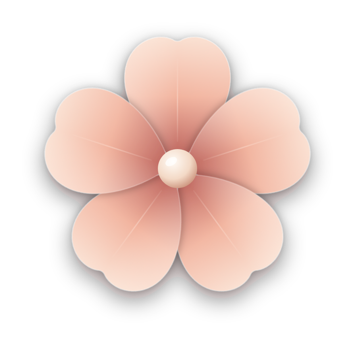 Kiana's flower: five peach petals around a pearl